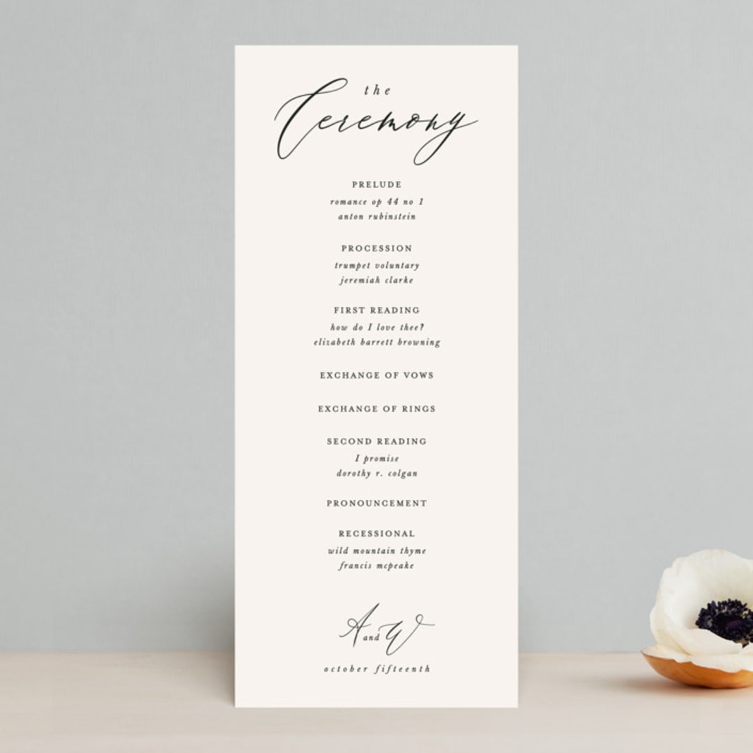 "Timeless" - Wedding Programs in Taupe by Leah Bisch - Front