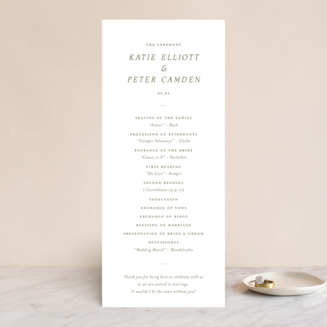 "New England" - Wedding Programs in Fern by Megan Davis - Front