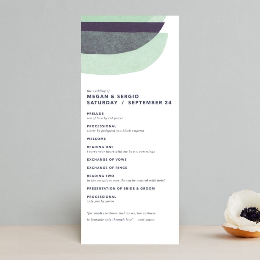 "tissue union" - Wedding Programs in Cucumber by Carrie Moradi - Front
