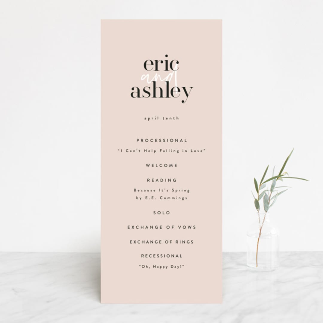 "Loved" - Wedding Programs in Champagne by Angela Garrick - Front