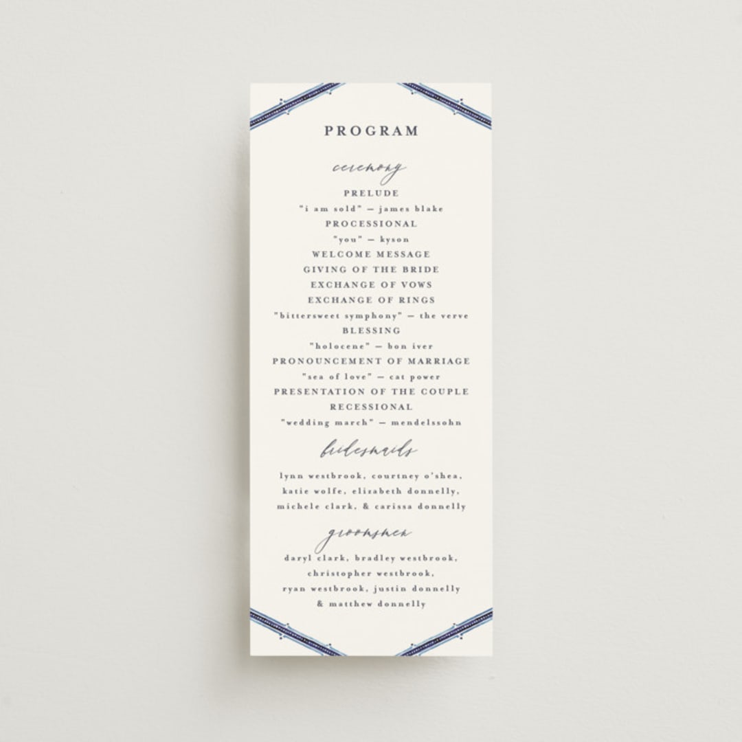 "watercolor azulejo" - Wedding Programs in Azure by Anastasia Makarova - Front