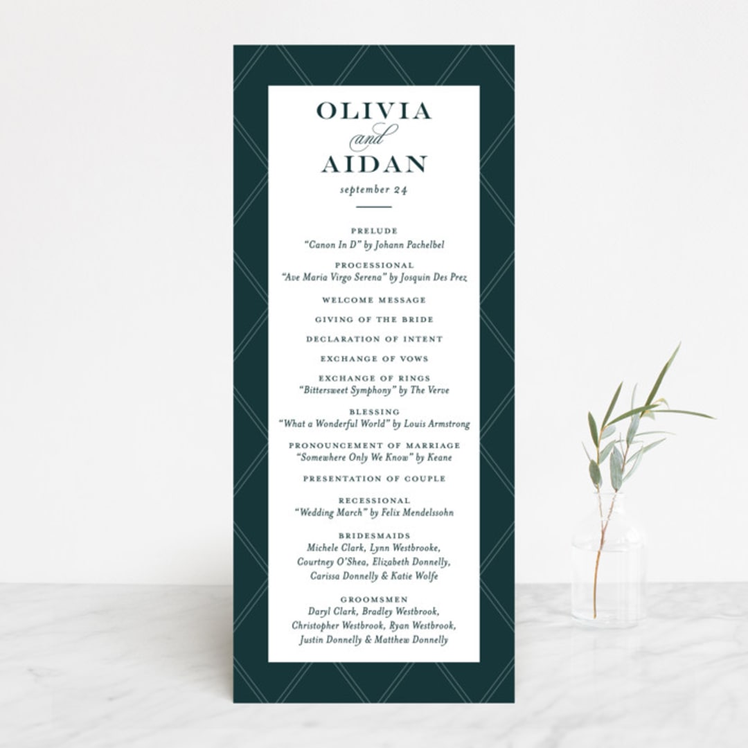 "Succulent Center" - Wedding Programs in Cactus by Jessica Williams - Front