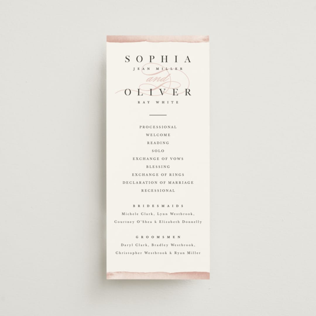 "First Love" - Wedding Programs in Blush by Pixel and Hank - Front