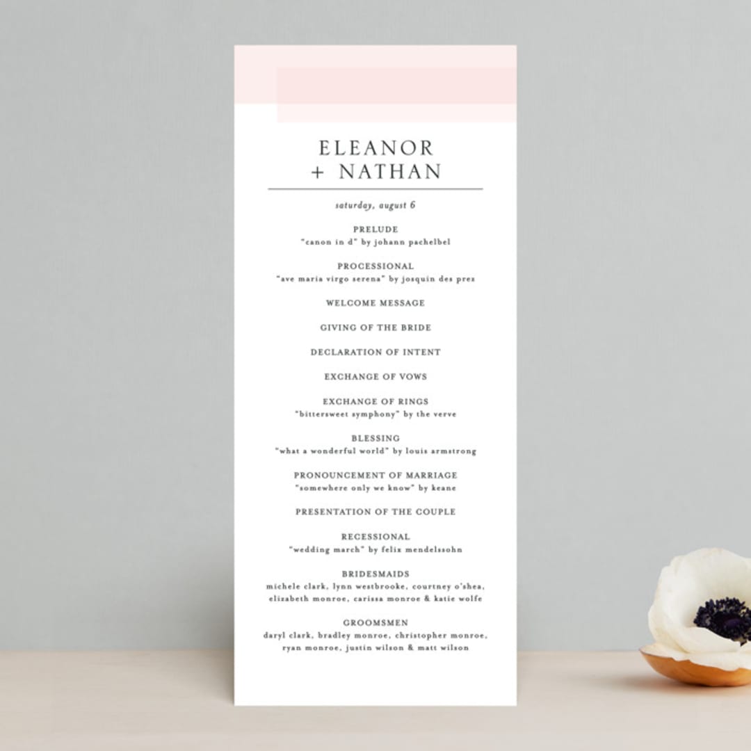 "Transparent" - Wedding Programs in Magnolia by Erin Deegan - Front