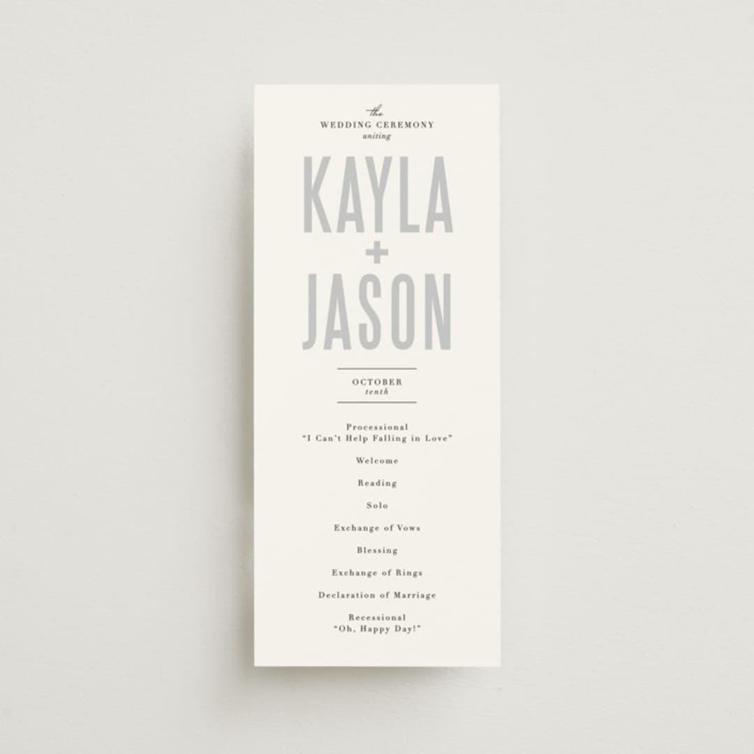 "Monumental" - Wedding Programs in Cotton by Jessie Steury - Front