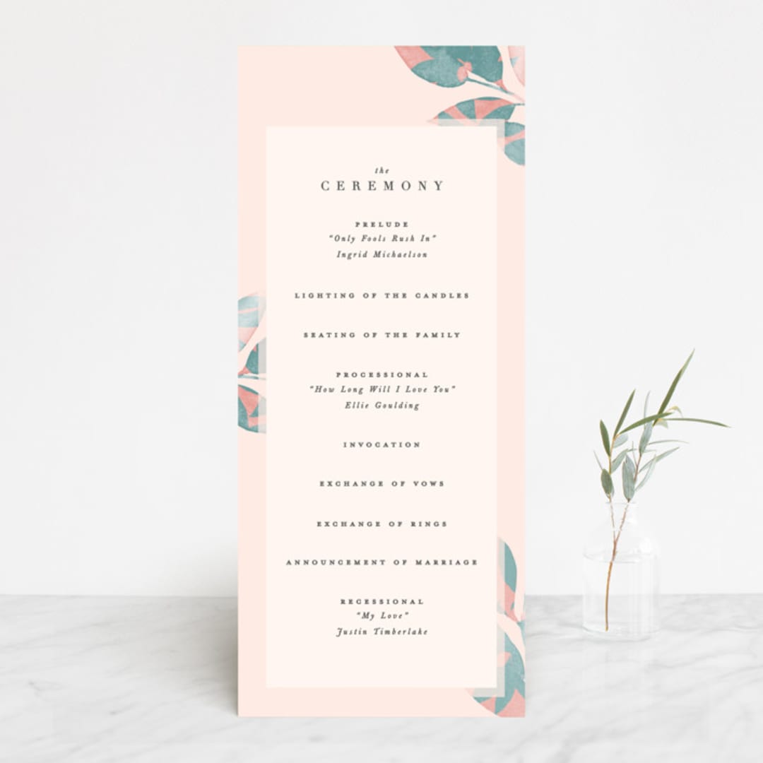 "Boho botanics" - Wedding Programs in Coral by Creo Study - Front