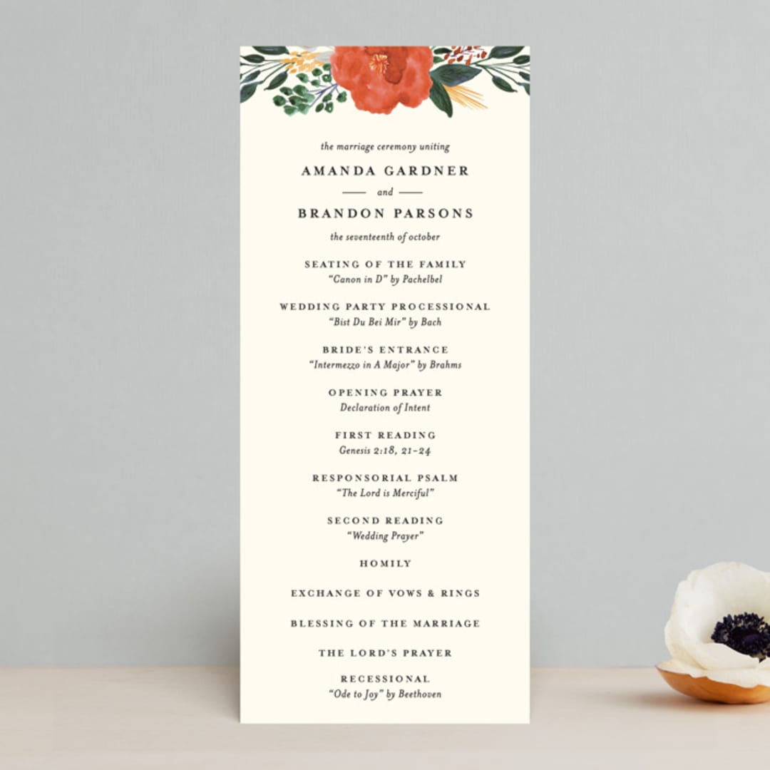 "Flourishing" - Wedding Programs in Bloom by Beth Schneider - Front