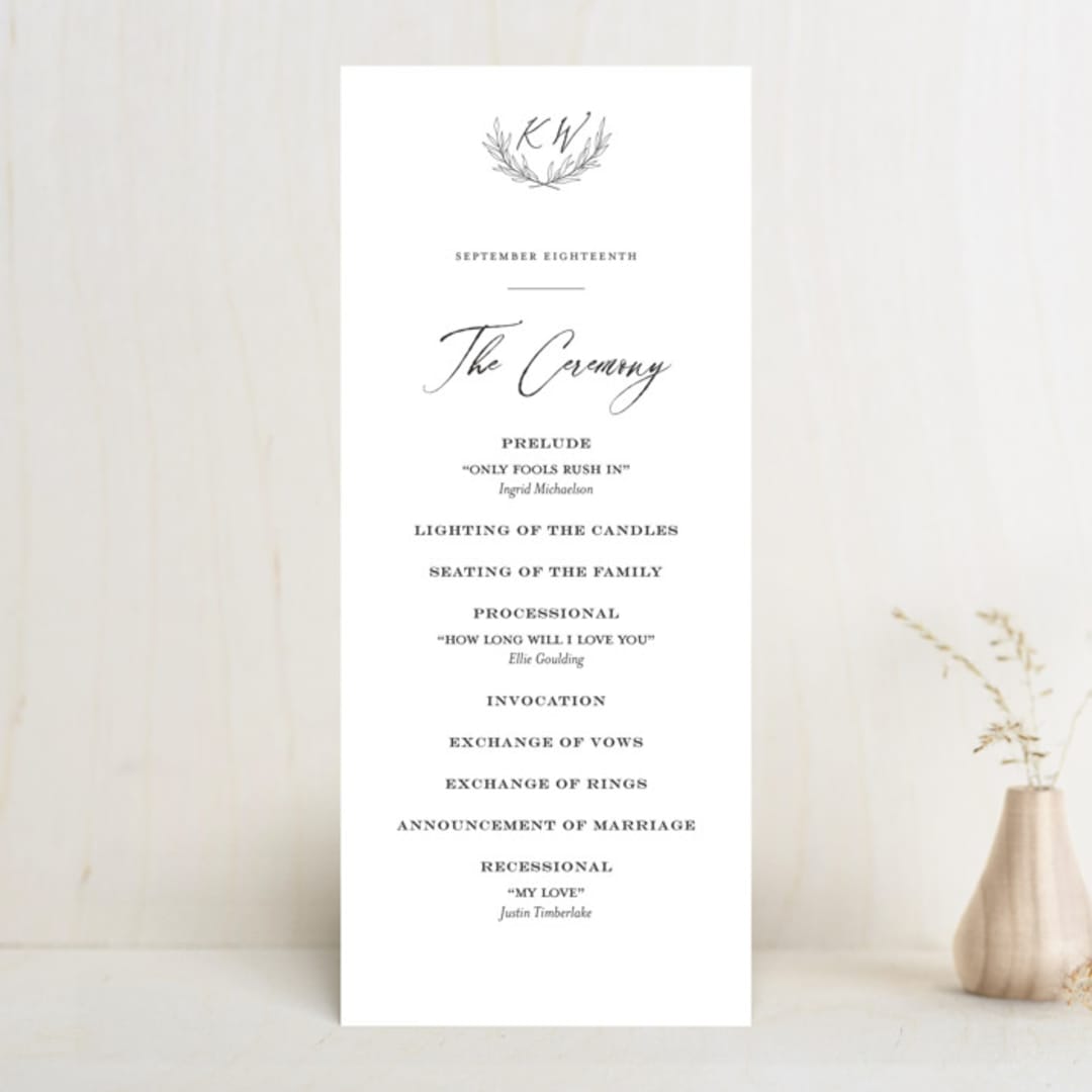 "Ridgeline" - Wedding Programs in Ivory by Eric Clegg - Front