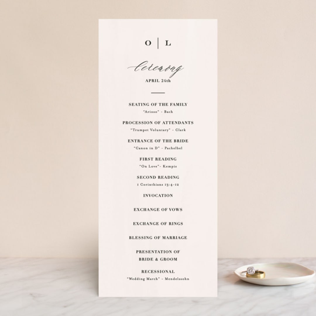 "Crush" - Wedding Programs in Buttery by Carolyn MacLaren - Front