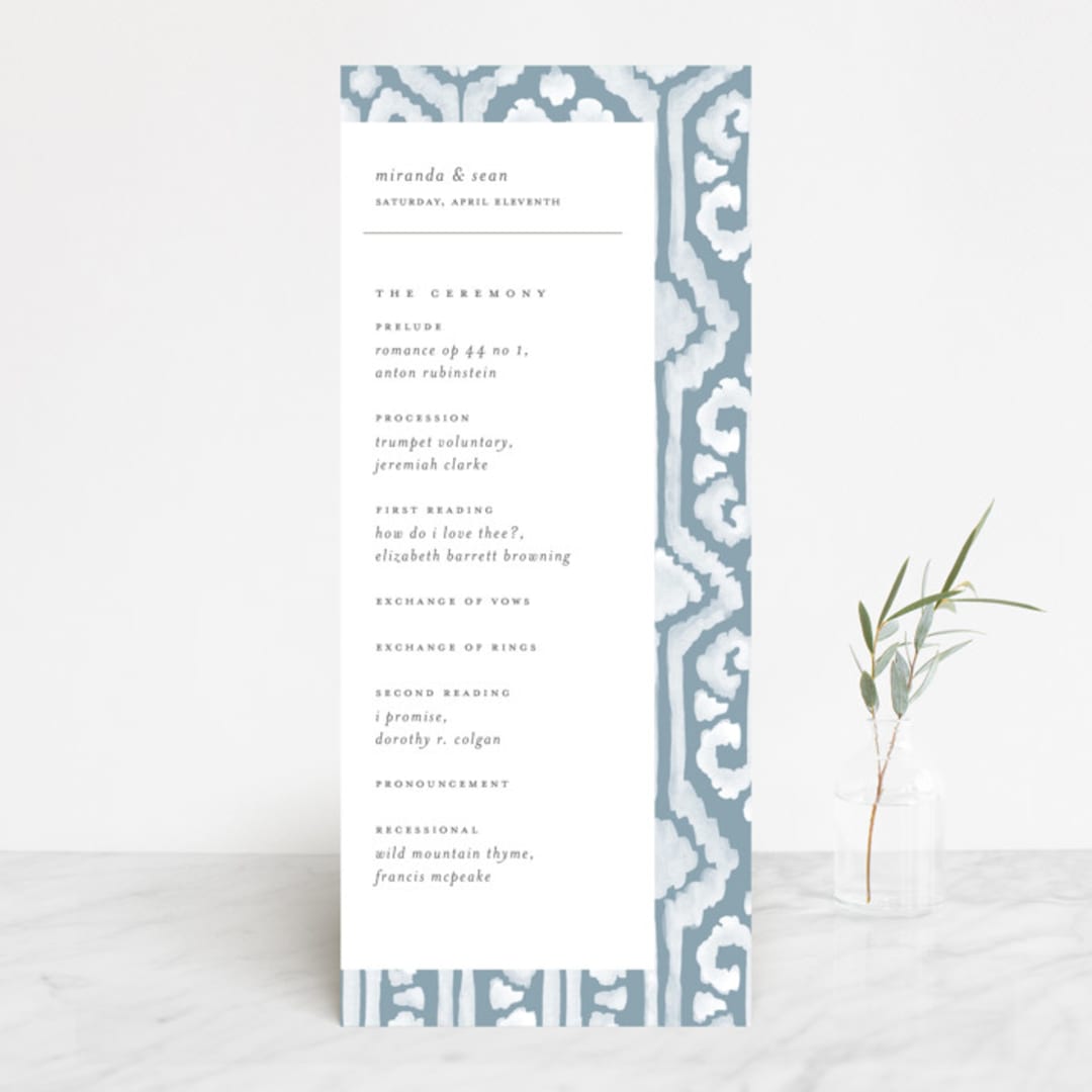 "Painted Ikat" - Wedding Programs in Frost by Liz Conley - Front