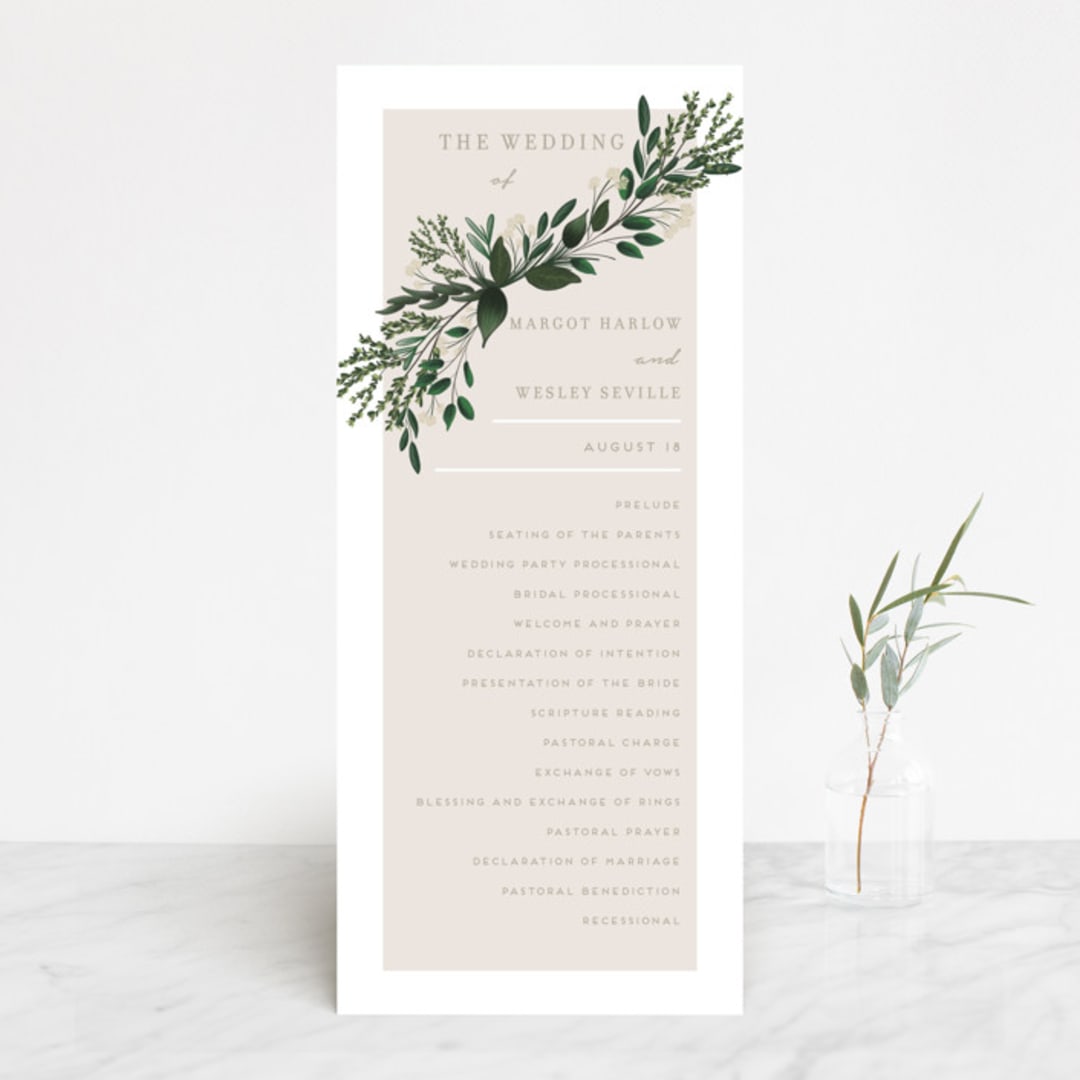 "Watermark" - Wedding Programs in Cypress by Kaydi Bishop - Front