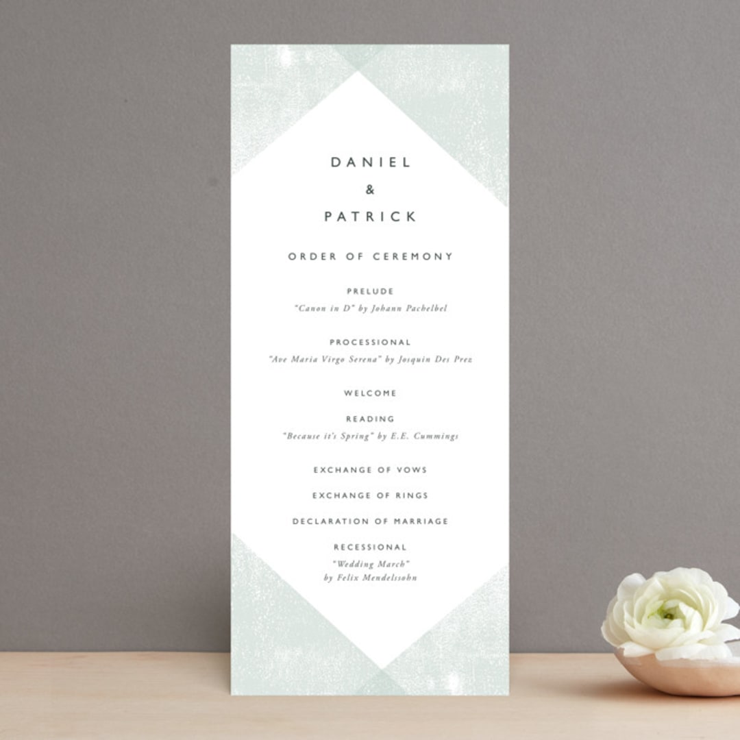 "Elegantly Minimal" - Wedding Programs in Seafoam by itsjensworld - Front