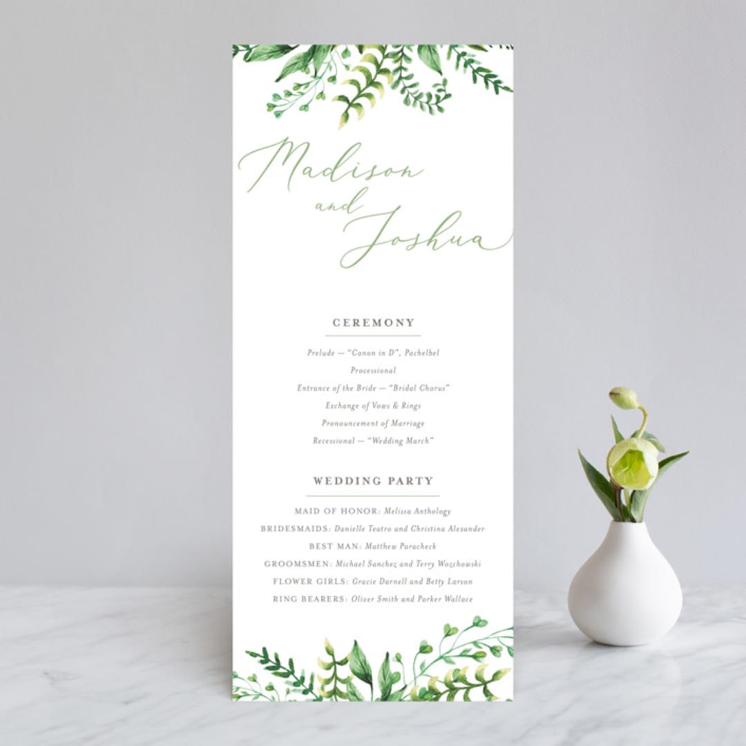 "Bright & Green" - Wedding Programs in Sprig by Amanda Day - Front