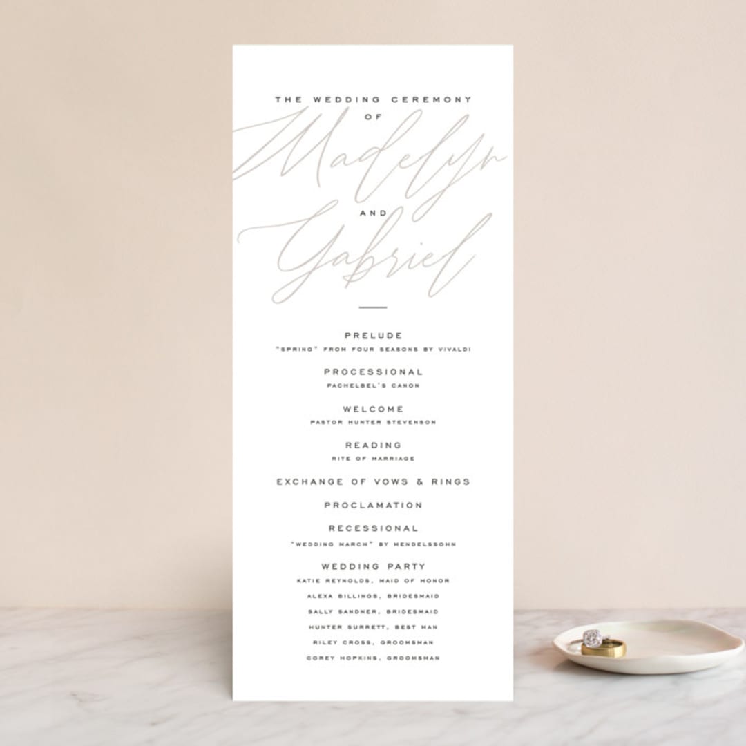 "Cummings" - Wedding Programs in Cotton by Amy Kross - Front
