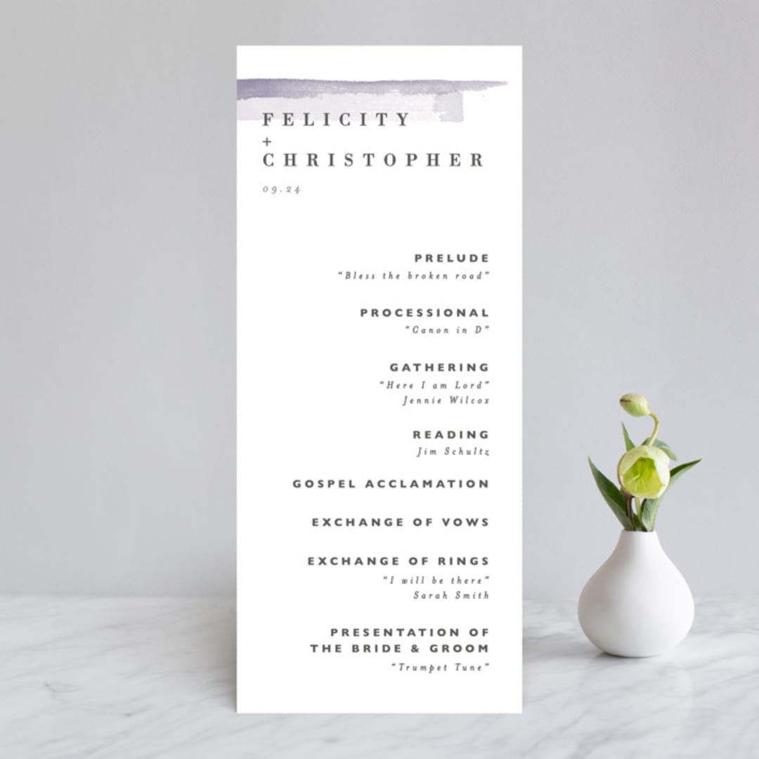 "Sea Splash" - Wedding Programs in Amethyst by Alethea and Ruth - Front