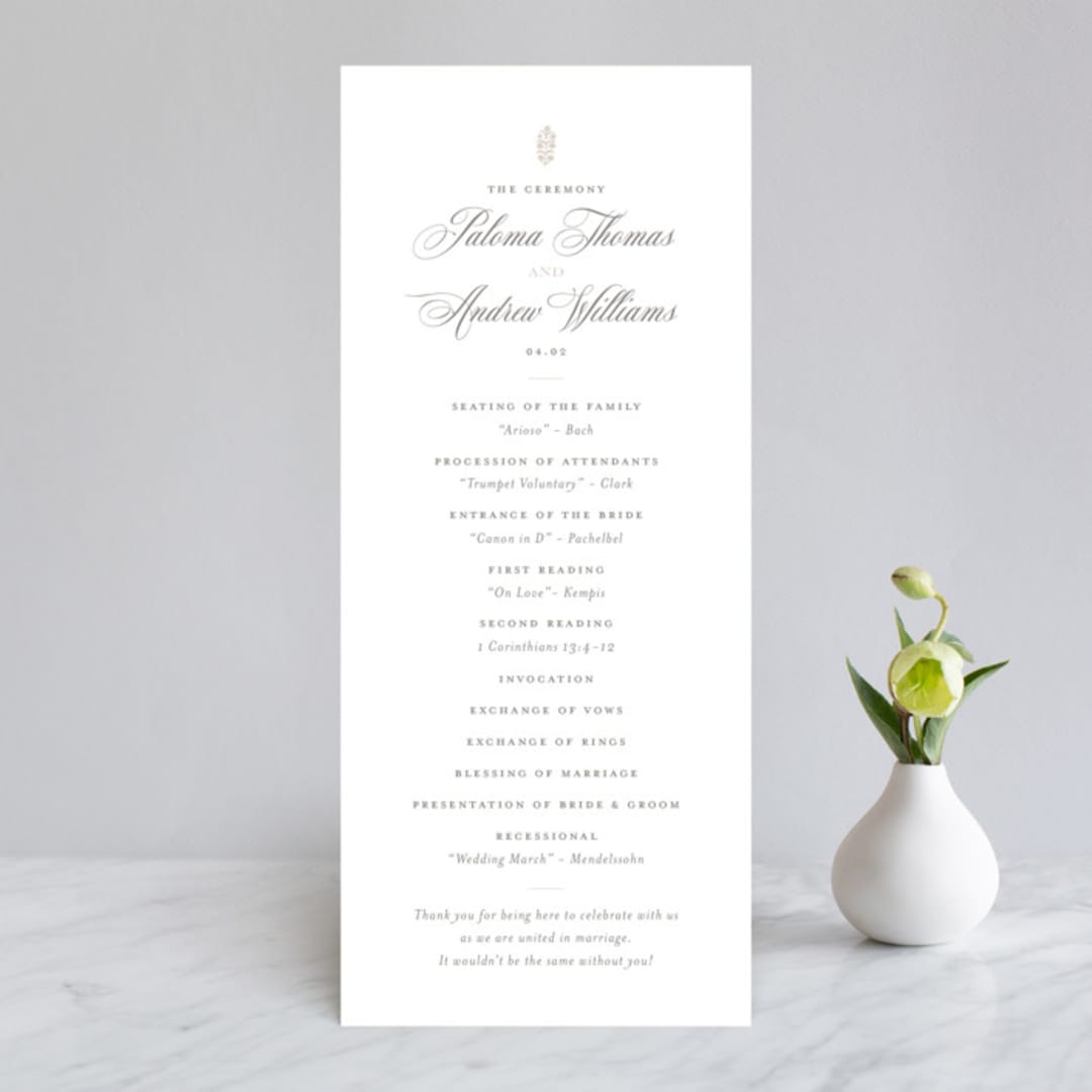 "Hacienda" - Wedding Programs in Stone by Lagniappe Paper - Front