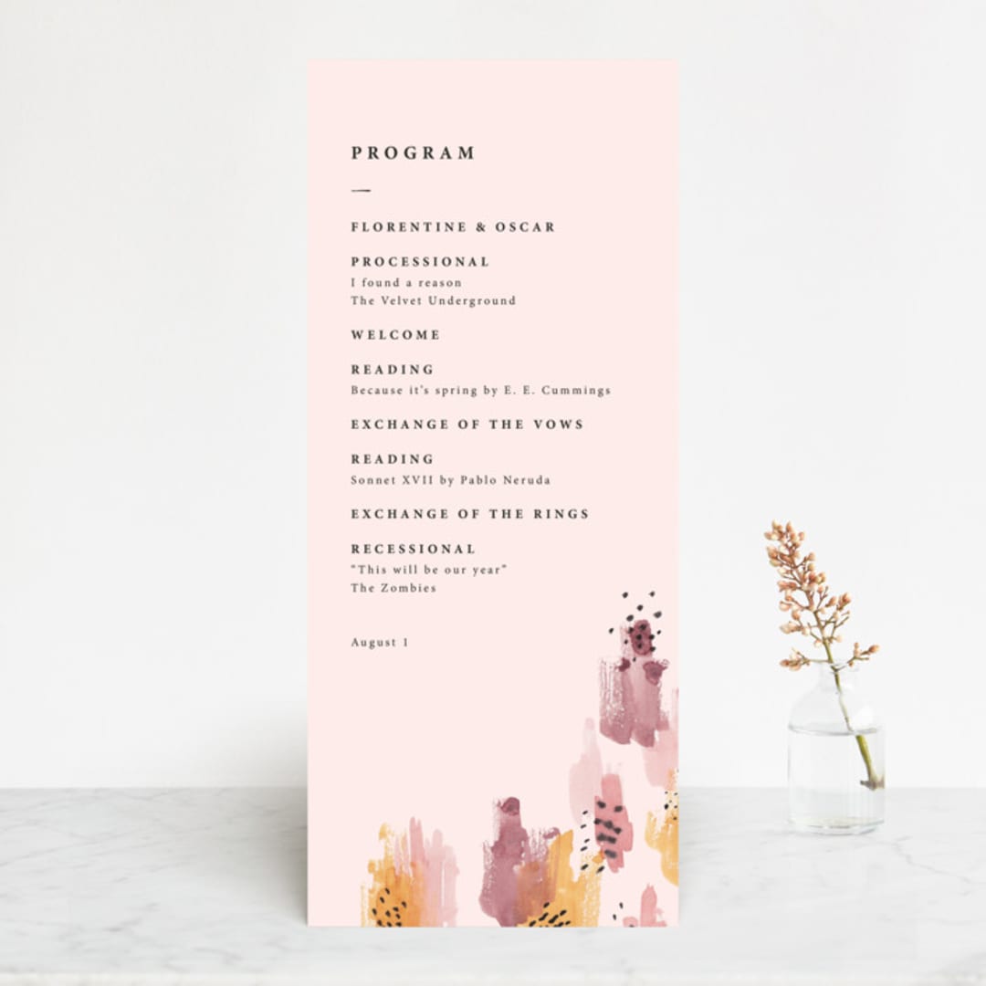 "Mod Brush" - Wedding Programs in Blush by Lisa Fee Paura - Front