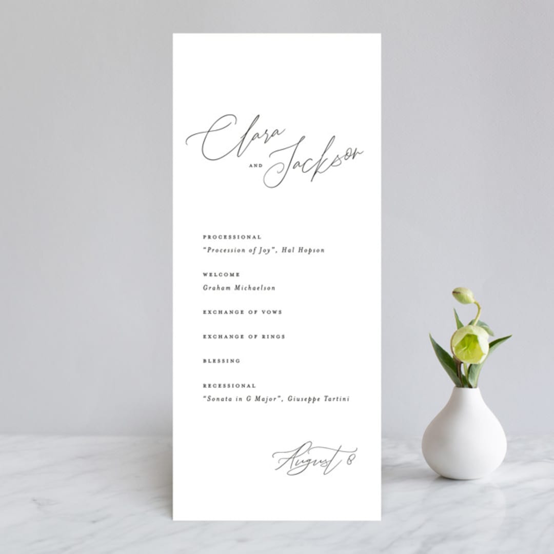 "Bare" - Wedding Programs in Cloud by Kelly Nasuta - Front