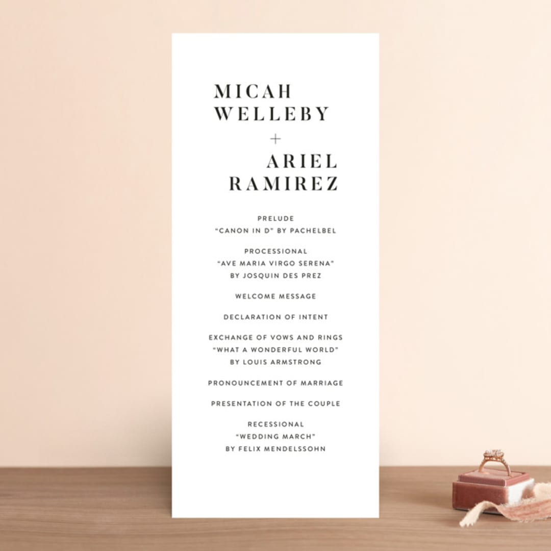 "Harmonie" - Wedding Programs in Cloud by Carly Reed Walker - Front