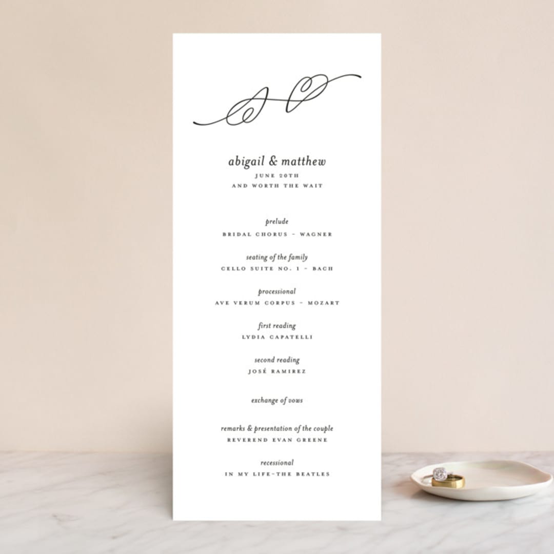 "Why Knot" - Wedding Programs in Ebony by Karen Glenn - Front