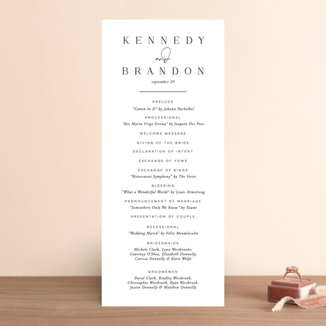 "The Space Between" - Wedding Programs in Sugar by Jessica Williams - Front