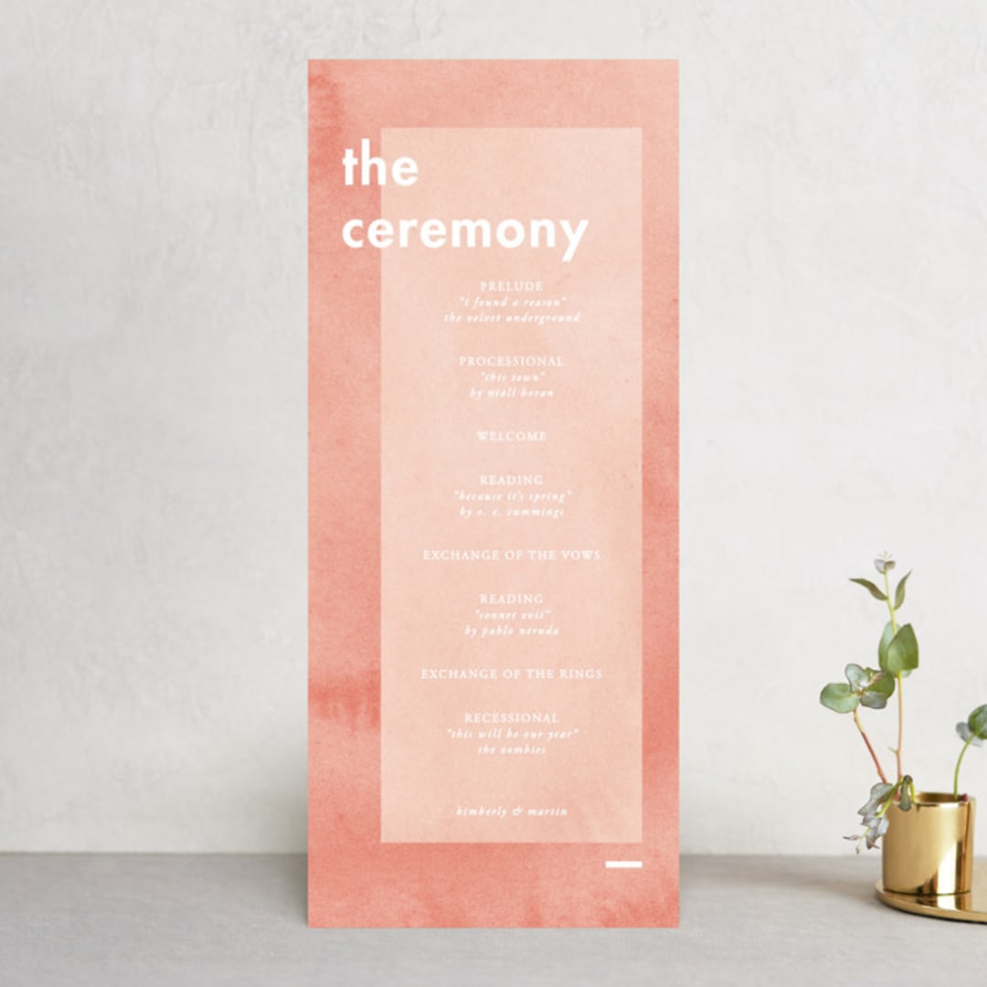 "Contemporary" - Wedding Programs in Peony by Liz Conley - Front
