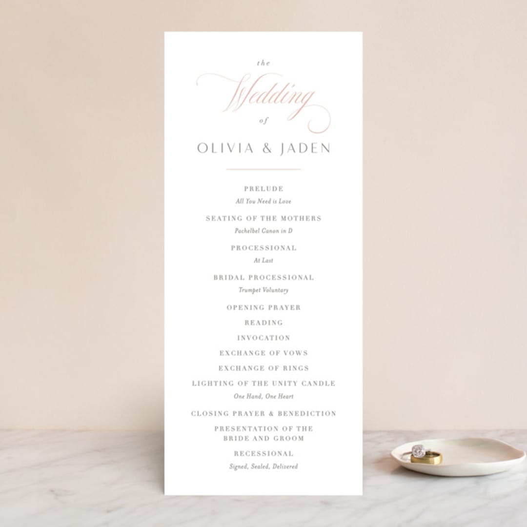 "Gramercy" - Wedding Programs in Blush by Kristie Kern - Front