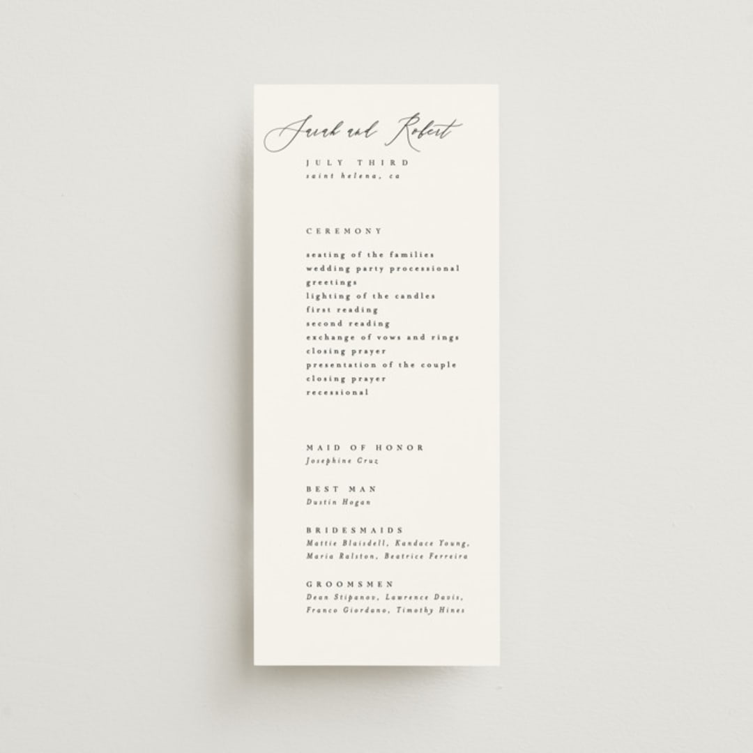 "Corison" - Wedding Programs in Classic by Kelly Schmidt - Front