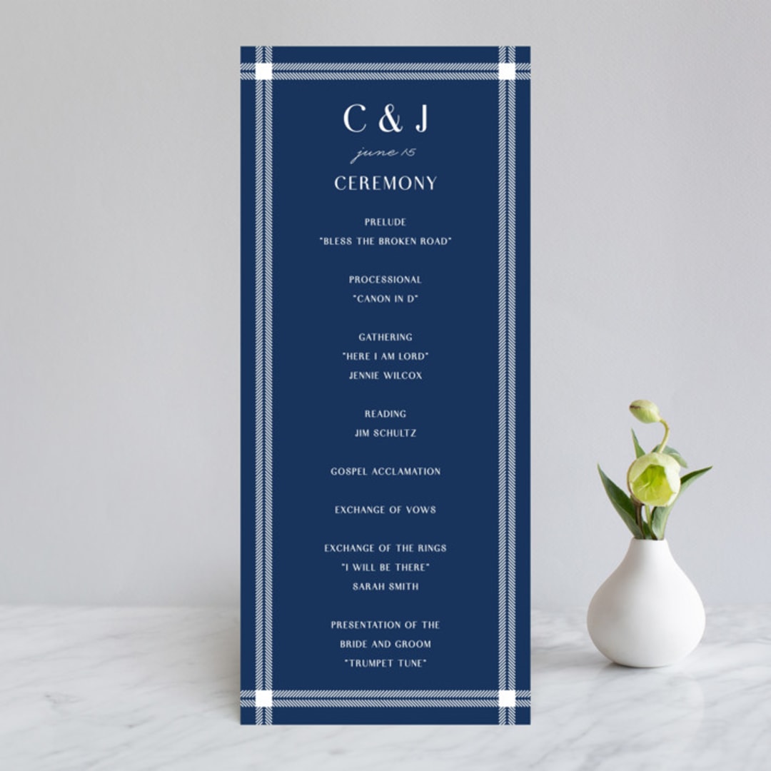 "window pane check" - Wedding Programs in Navy by Kerry Doyle - Front