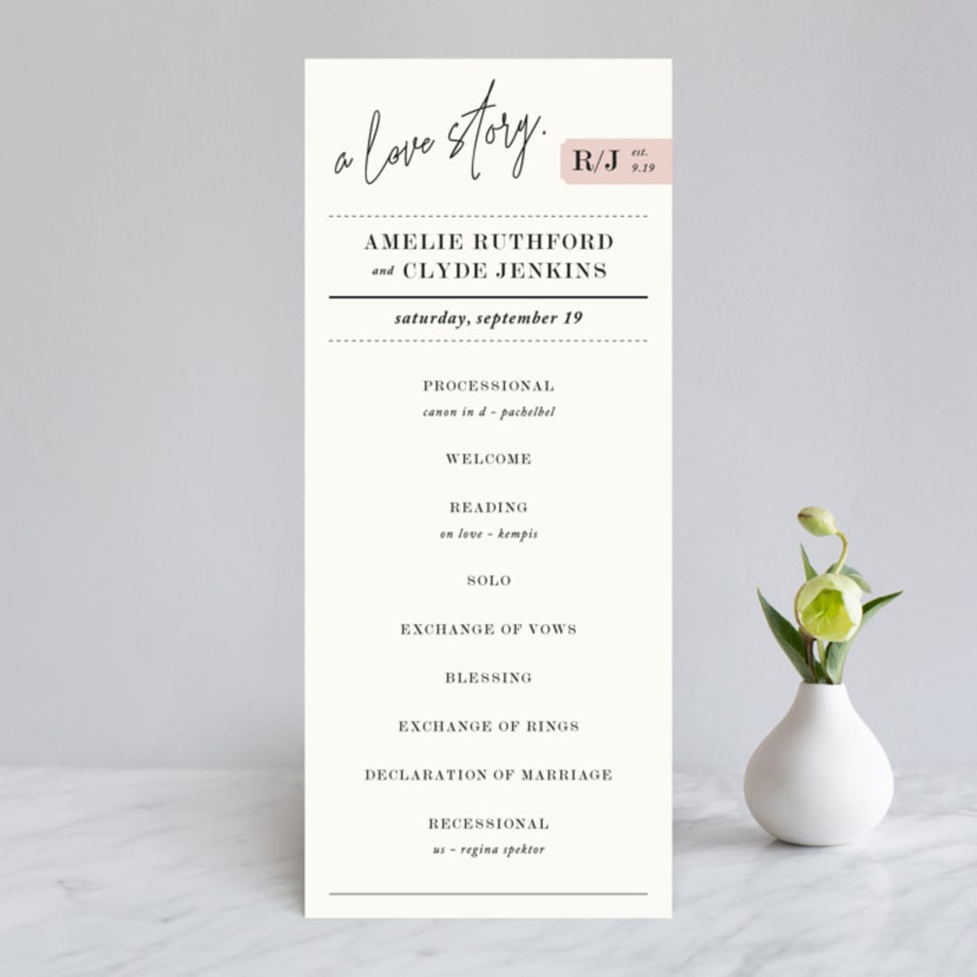 "A Storybook Wedding" - Wedding Programs in Blush by Katy Shen - Front