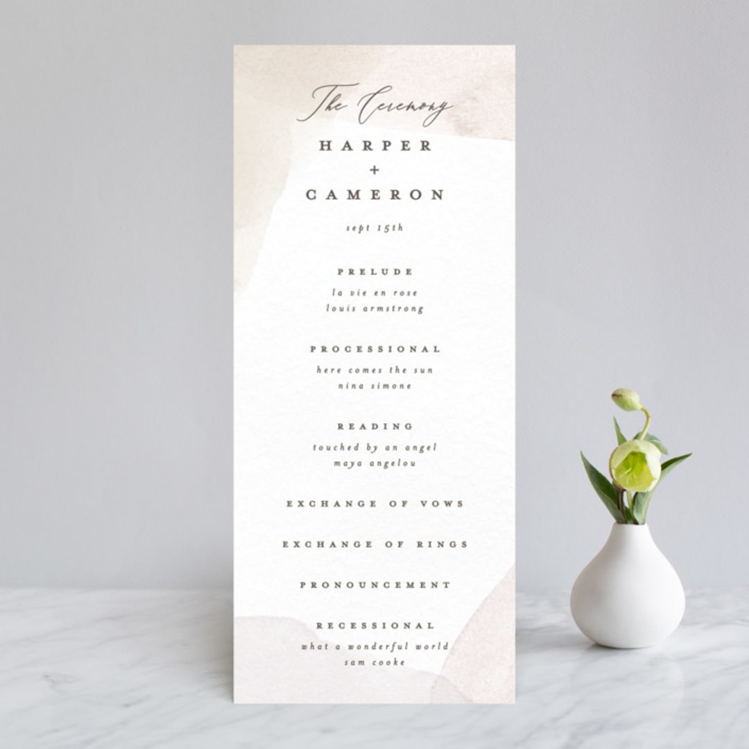 "Sloped" - Wedding Programs in Ecru by Everett Paper Goods - Front