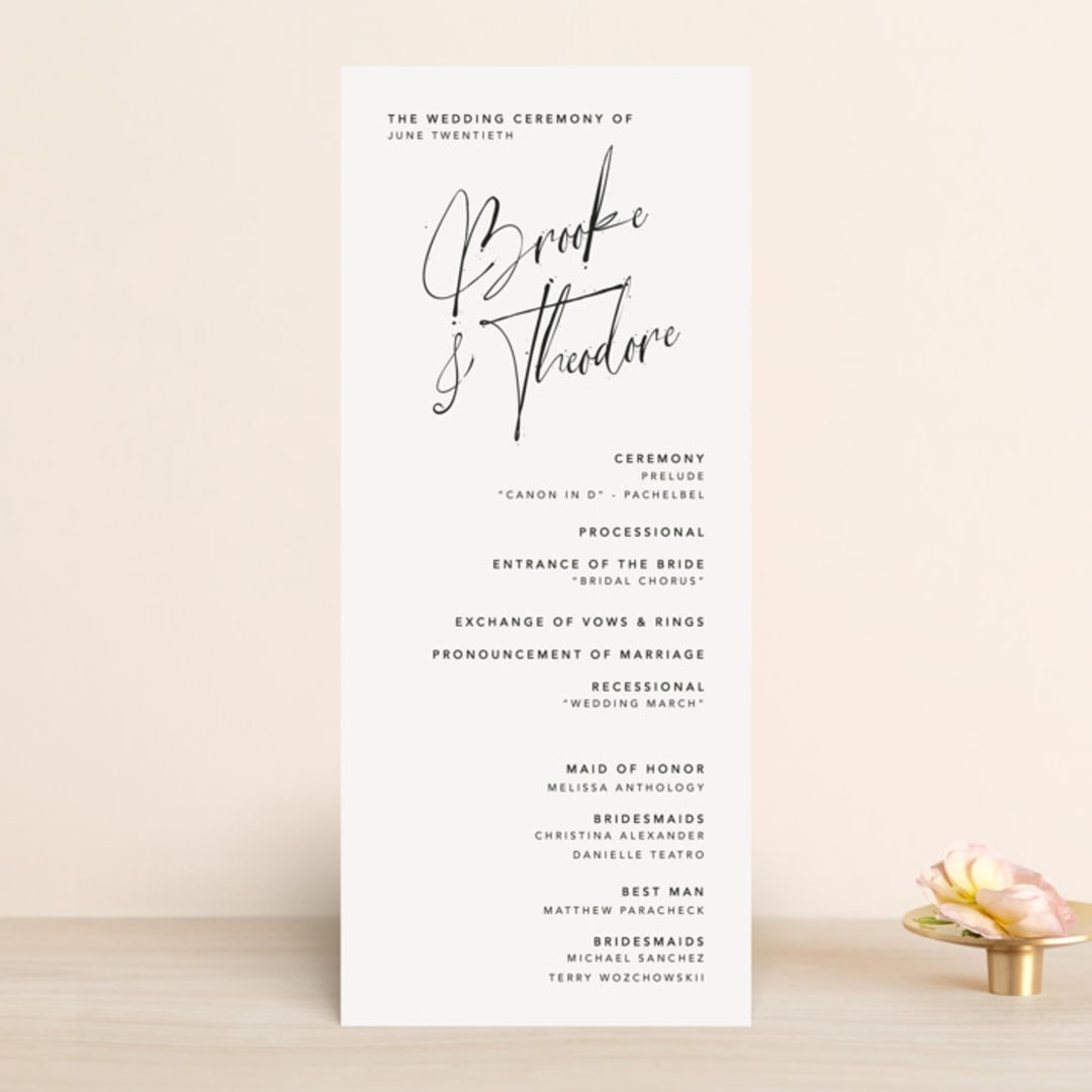 "Signature Style" - Wedding Programs in Ink by Design Lotus - Front