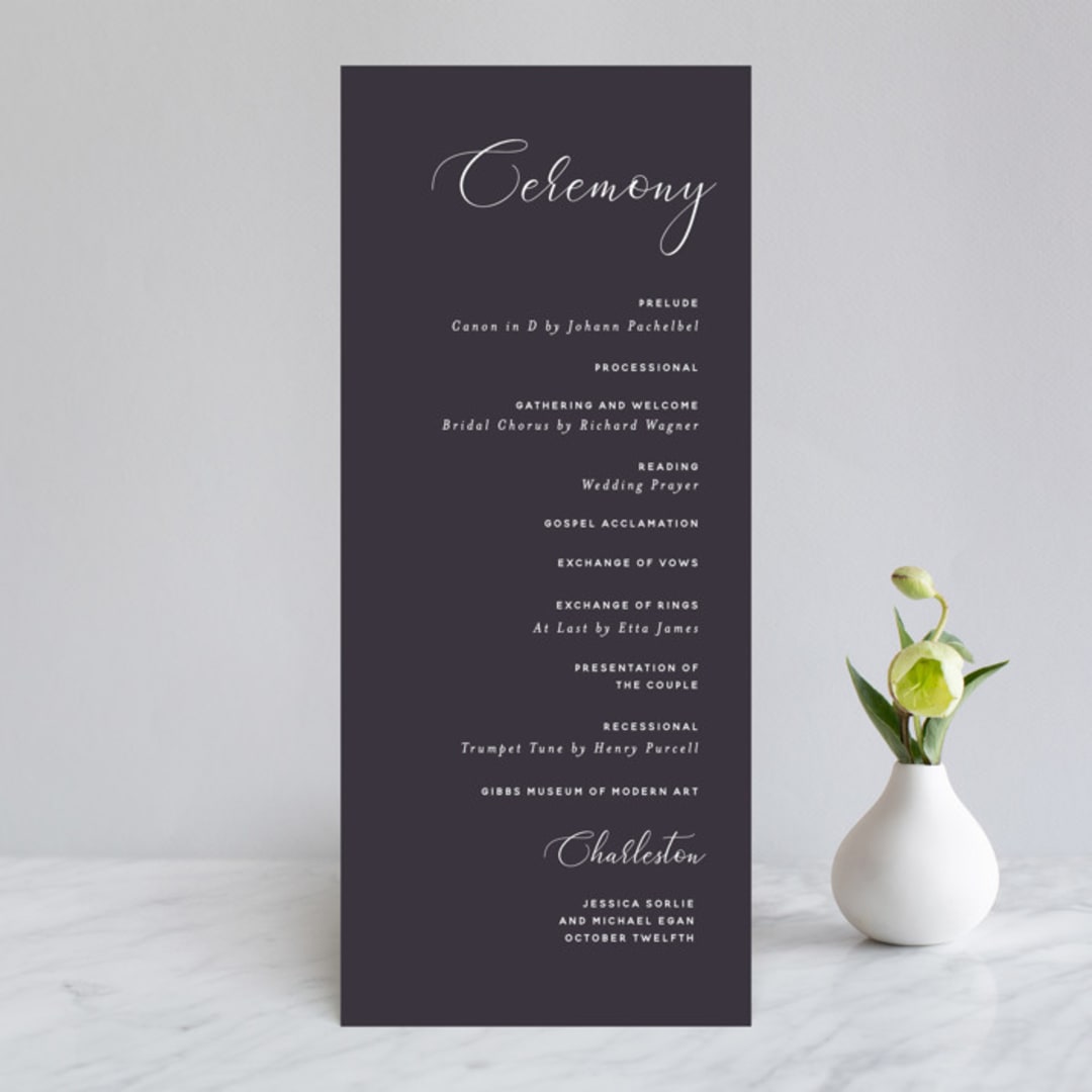 "Right Side" - Wedding Programs in Blackberry by Susan Brown - Front