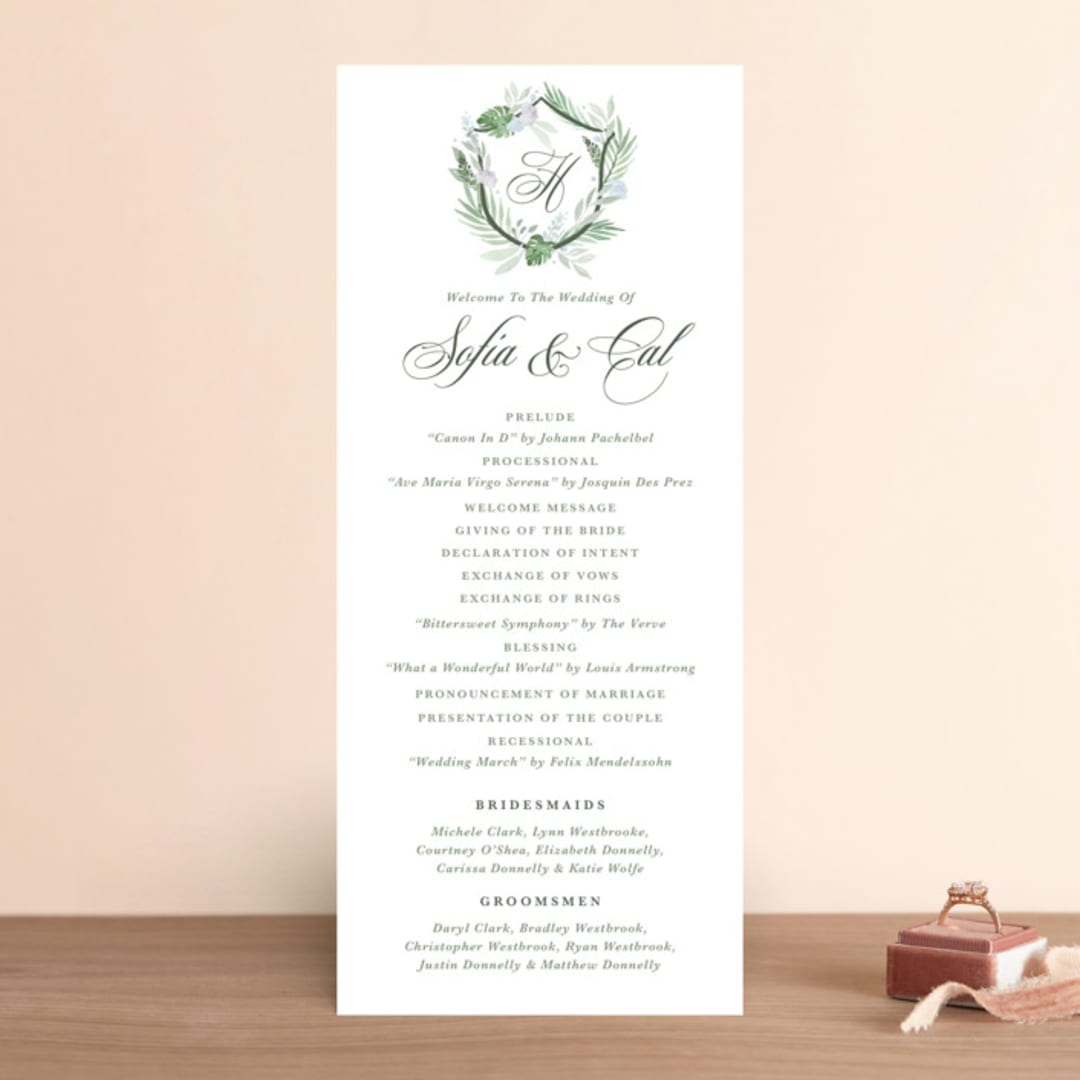 "Botanical Seal" - Wedding Programs in Pastel by Kristen Smith - Front