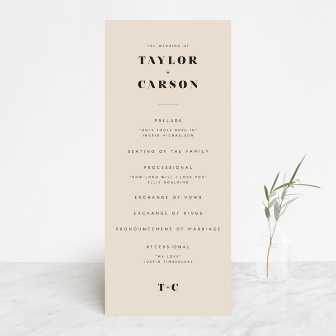 "Formation" - Wedding Programs in Terracotta by Olivia Goree - Front
