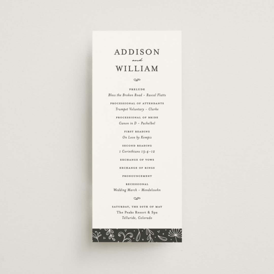 "As if a Dream" - Wedding Programs in Cloud by Pine Street Creative - Front