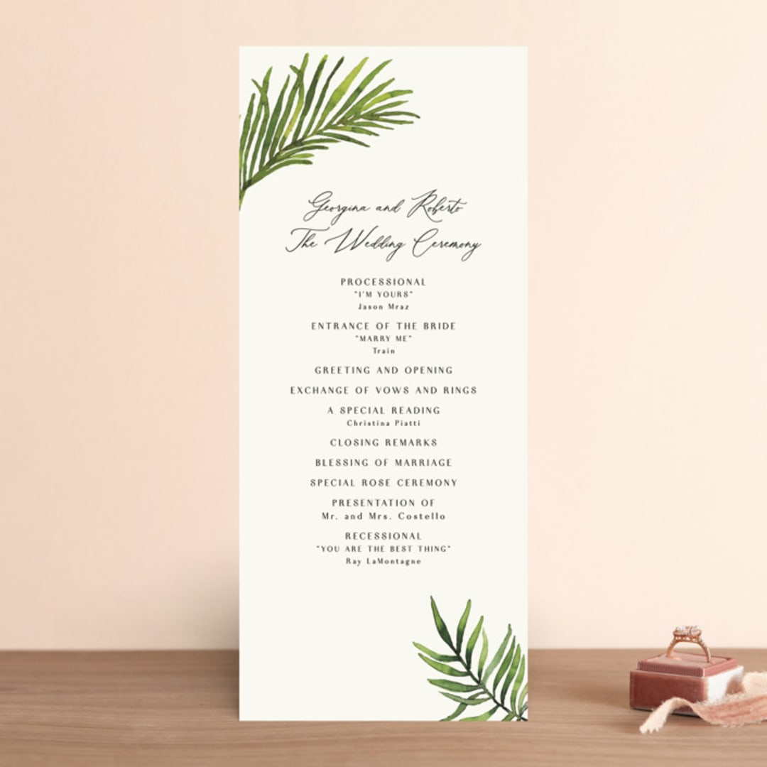 "Tropical Vows" - Wedding Programs in Jade by Chris Griffith - Front