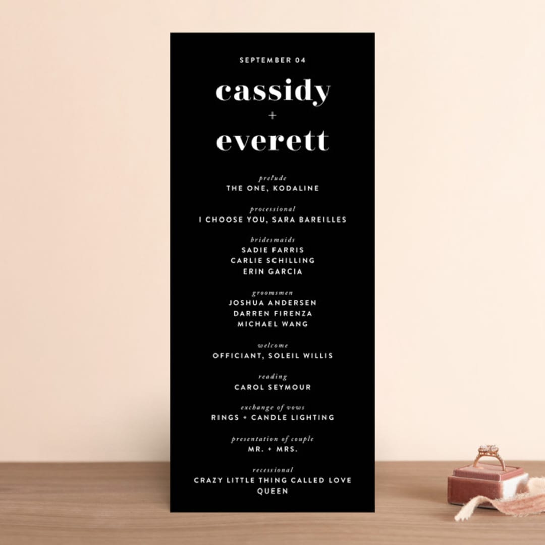 "Key Ingredients" - Wedding Programs in Cotton by Christie Garcia - Front