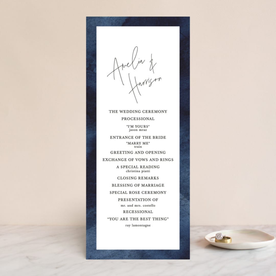 "Plain and Simple" - Wedding Programs in Sapphire by Chris Griffith - Front
