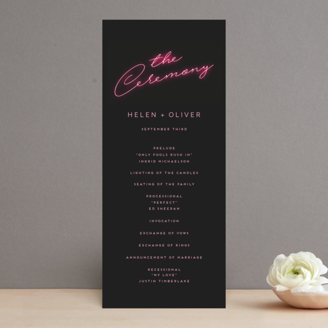 "Crazy in Love" - Wedding Programs in Hot Pink by Design Lotus - Front