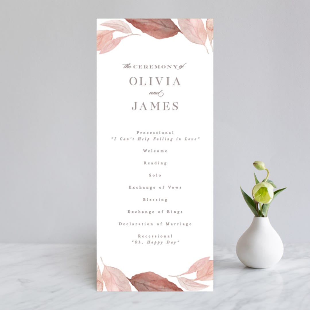 "Fallen" - Wedding Programs in Rust by Creo Study - Front