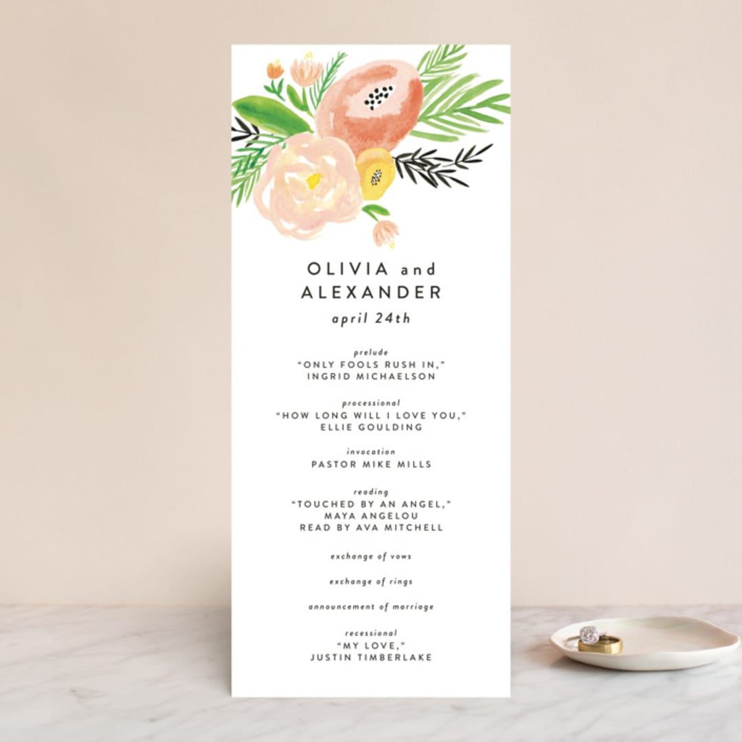 "Posie Garden Bouquet" - Wedding Programs in Peach by Erika Firm - Front