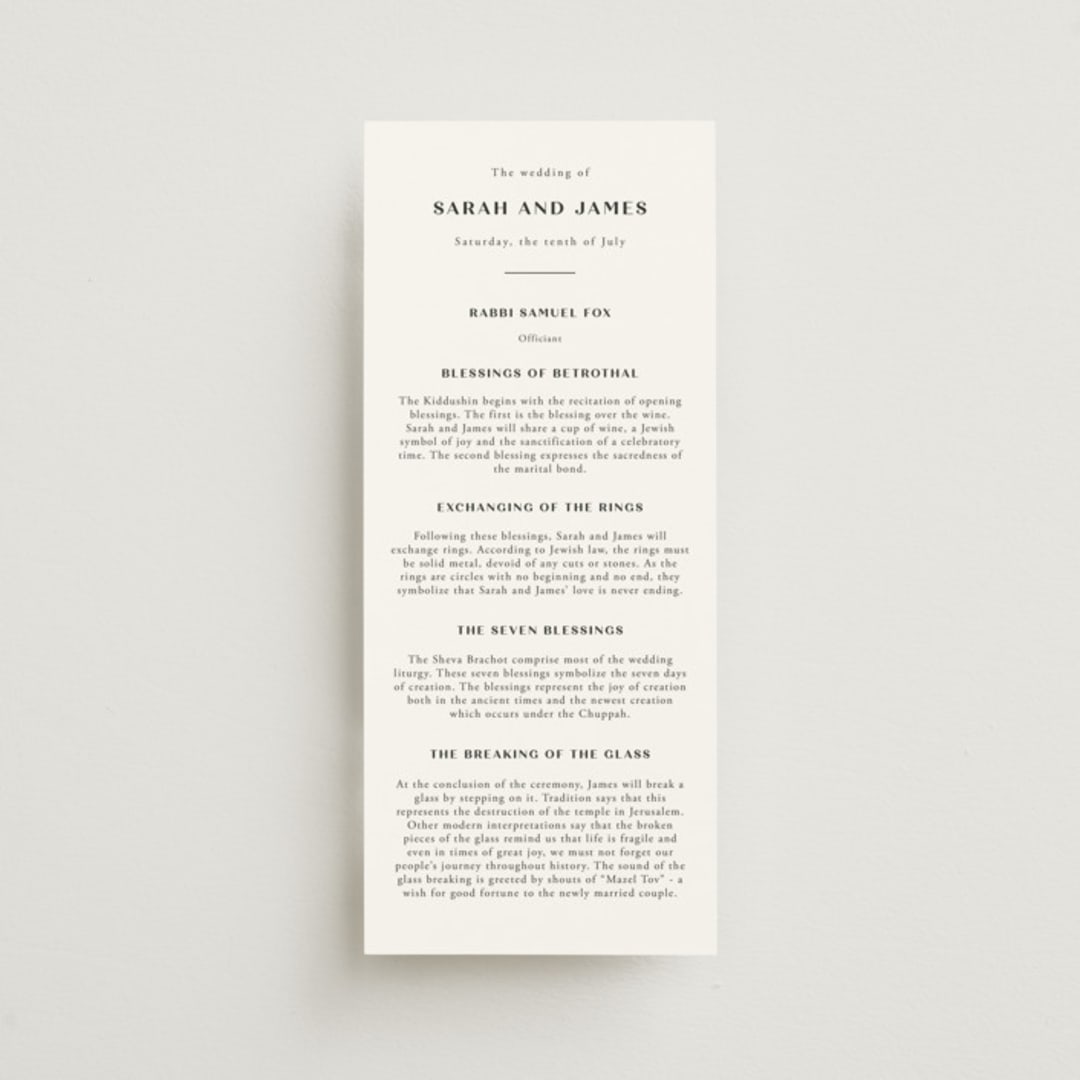 "Arguello" - Wedding Programs in Diamond by Annie Shapiro - Front