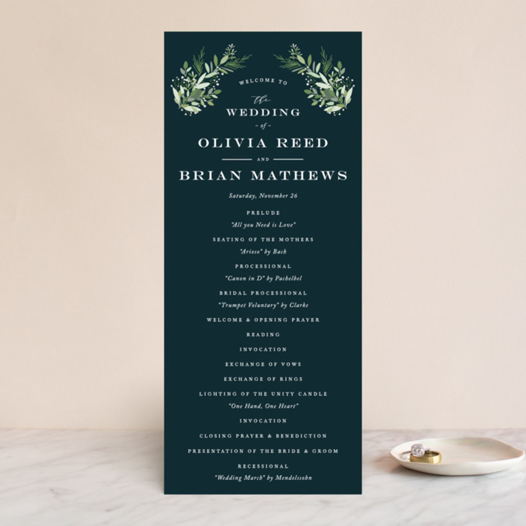 "Fresh Greenery" - Wedding Programs in Mystic Forest by Jennifer Postorino - Front