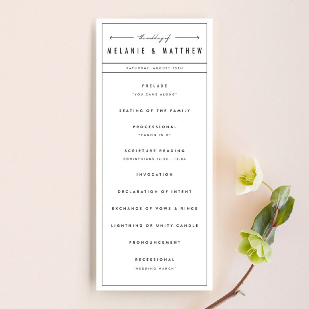 "Between the Lines" - Wedding Programs in Blazer by Fine and Dandy Paperie - Front