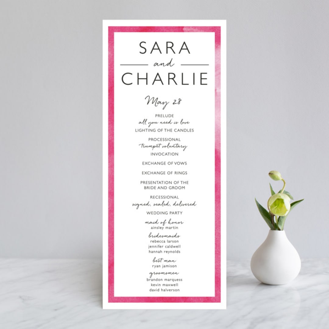 "Skyline Atlanta" - Wedding Programs in Magenta by Laura Condouris - Front