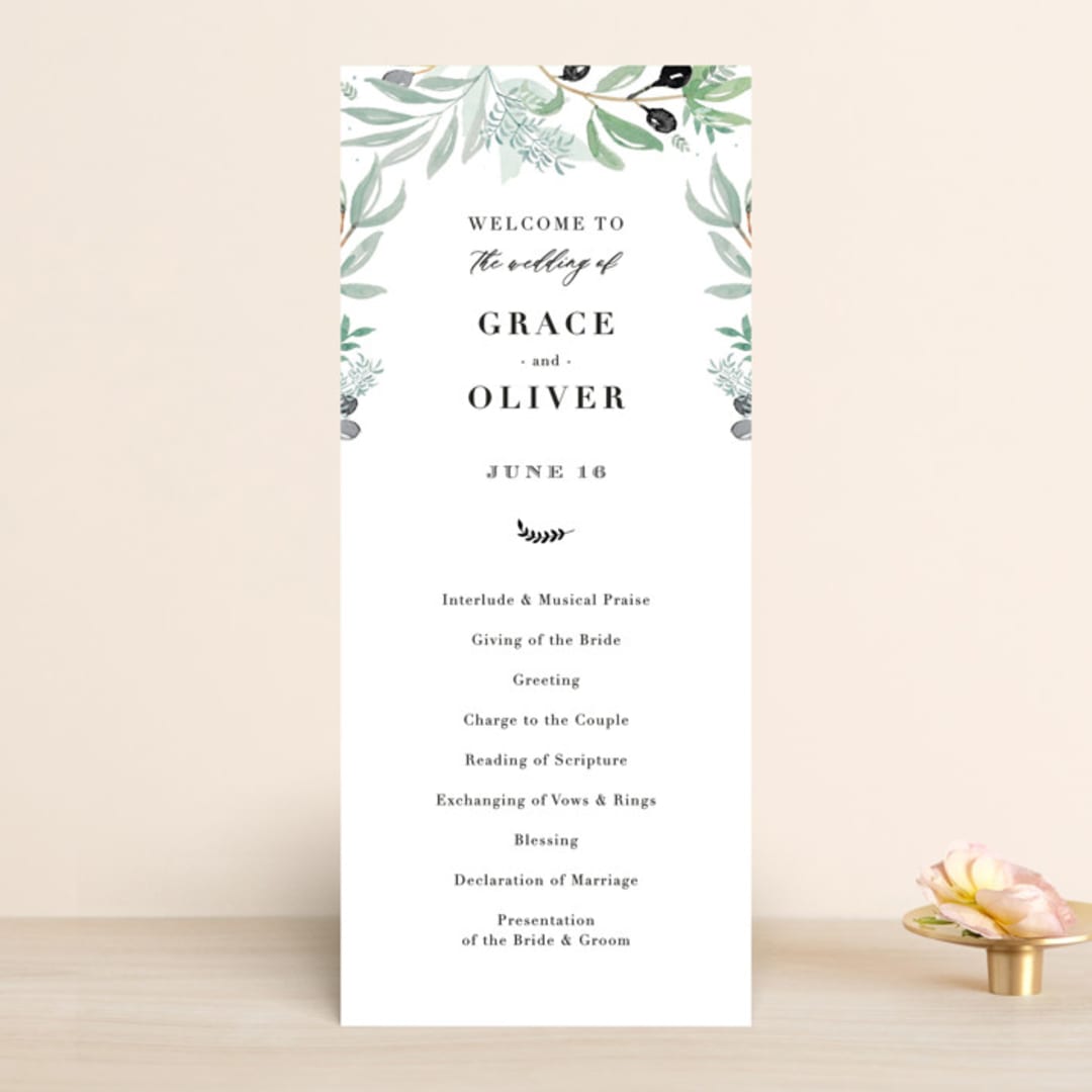 "Olivier" - Wedding Programs in Olive by Bonjour Paper - Front