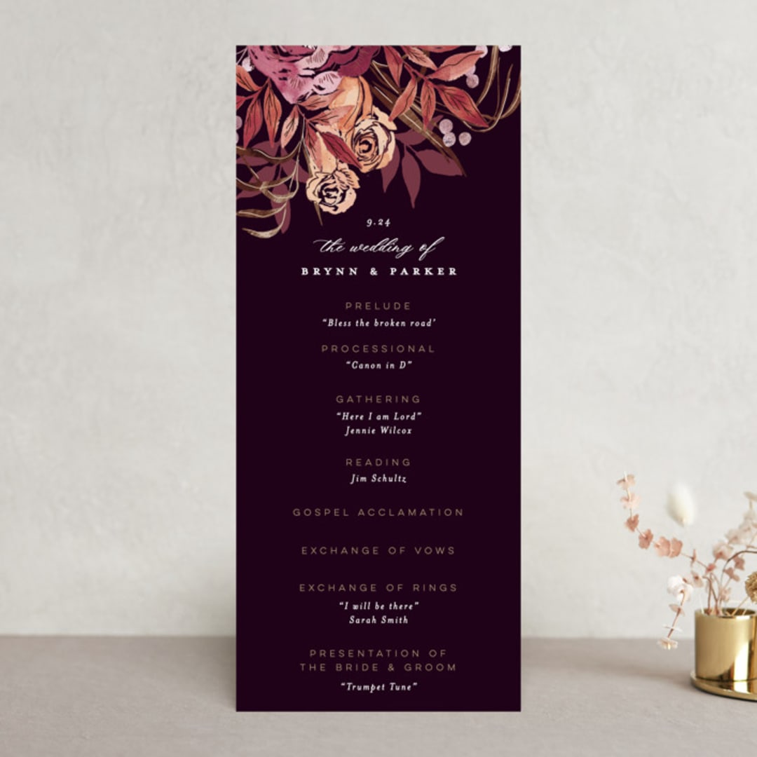 "Fall Floral" - Wedding Programs in Mauve by Alethea and Ruth - Front
