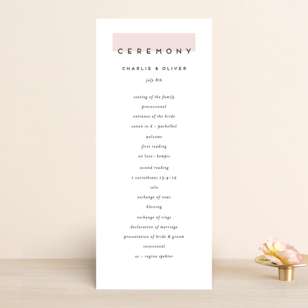 "Elementary" - Wedding Programs in Dusty Rose by Katy Shen - Front