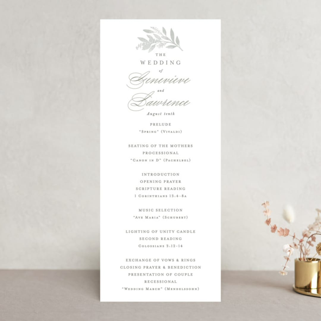 "Dear Greenery" - Wedding Programs in Eucalyptos by Hooray Creative - Front